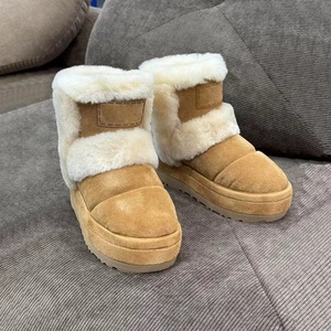 Colección Otoño e Invierno 2025, botas <span class=keywords><strong>de</strong></span> nieve <span class=keywords><strong>de</strong></span> piel <span class=keywords><strong>de</strong></span> felpa integradas con suela gruesa, cómodas y cálidas, venta al por mayor - Product Image 3