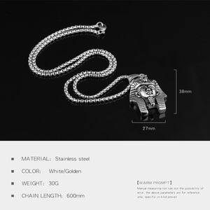 ファッションヴィンテージツタンカーメンネックレスステンレススチールゴールドエジプトファラオペンダントネックレスメンズジュエリー - Product Image 6