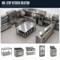 Baiwin - Équipement de cuisine pour restaurant tout-en-un - Table de travail en acier inoxydable et fournitures de restauration