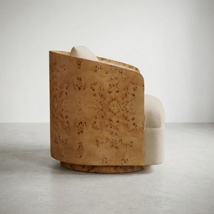 Fauteuil pivotant rembourré de luxe moderne de haute qualité, fauteuil d'appoint en bois massif pour salon, vente en gros - Product Image 4