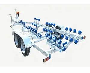 Large Electric Winch Rubber Roller Boat Trailer With Single Axle For Sale