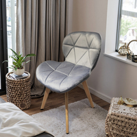Chaises de salle à manger modernes en velours rose avec tissu bleu, design écologique et durable pour la salle à manger et la chambre à coucher