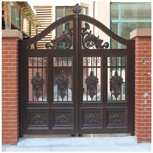 Dekorasi mewah logam kualitas unggul aluminium besi tempa pagar dan gerbang untuk rumah