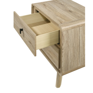 Mid Century Wood Finish Two <b>Drawer</b> Nightstand <b>Storage</b> Furniture - Product Image 2
