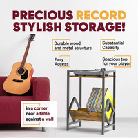 JH-Mech Stockage de magazines de disques vinyles Organisateurs efficaces décoratifs Support de plateau tournant en métal Armoire de rangement de disques vinyles