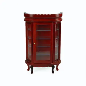 Dollhouse Furniture Miniature Cabinet for Dollhouse Accessories Wooden Dollhouse Cabinet Display With Clear Windows QW60044
