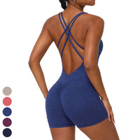 fitness avec dos nu et poches croisées pour femmes, combinaison de sport une pièce, combinaison de yoga, barboteuse pour femmes