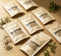 Sachet plat à trois soudures avec fenêtre, en papier kraft biodégradable PLA, qualité alimentaire, 100 % compostable, refermable, pour suppléments, vente en gros OEM