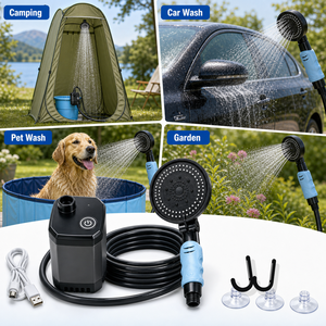 Kit de douche portable électrique rechargeable pour le camping, débit de 8 L/min, <span class=keywords><strong>port</strong></span> de charge Type-C pour le camping, la randonnée en plein air et le bain - Product Image 4