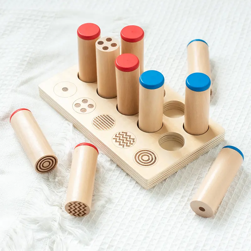 Yürümeye başlayan duyusal keşif Montessori malzemeleri dokunmatik ses eşleştirme oyunu ahşap ses silindirleri oyuncaklar depolama tepsisi ile