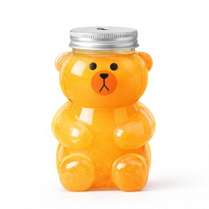 High Quality 500ml PET <b>Bear</b> Shaped <b>Bottle</b> Transparent Beverage Jar with Twist Cap Made in Vietnam - Product Image 1