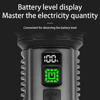 Linterna de Alta Potencia con Doble Fuente de Luz, Recargable, Impermeable, con Zoom y Pantalla de Batería para Uso en Exteriores