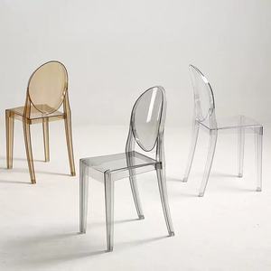 เก้าอี้ผีพลาสติกใสอะคริลิกใสแบบวางซ้อนกันได้สำหรับงานเลี้ยงอาหารงานแต่งงานงานเลี้ยง - Product Image 4