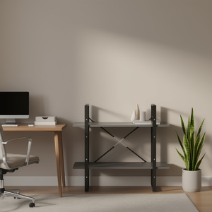 Estantería de Madera Sintética Gris de 2 Niveles D0100HHD0M2 31.5x11.8x27.6 Pulgadas, Moderna, Independiente, para Oficina en Casa - Product Image 2