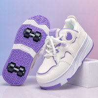 Chaussures de sport 2-en-1 à roulettes rétractables (4 roues) pour la marche et le patinage, pointures 28-38