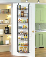 Fabriek Leveren Multifunctionele Keuken Mand Rack Heavy-Duty Metaal Over De Deur Opknoping Pantry Organizer Rack