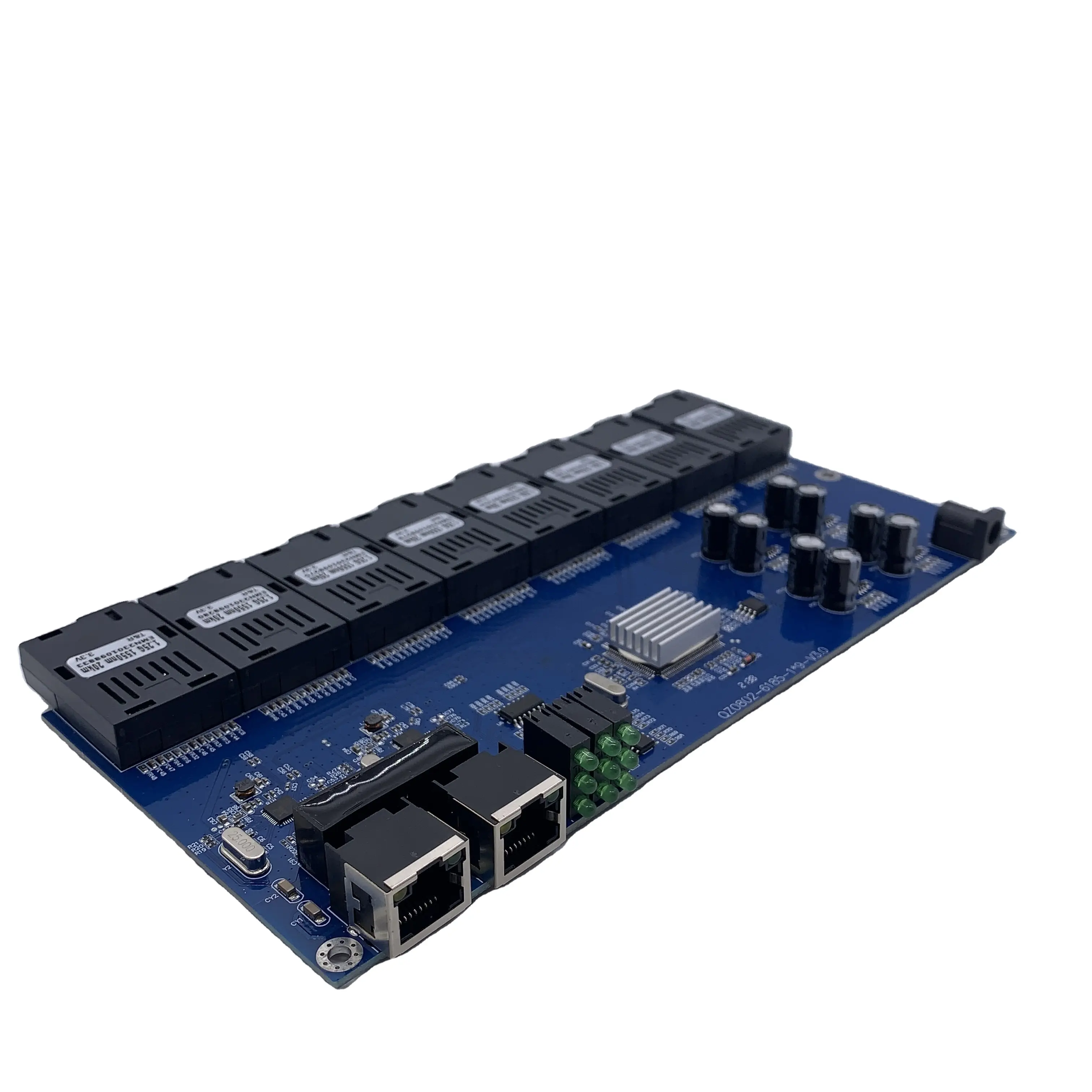 Commutateur de Fiber Ethernet Gigabit convertisseur de média 8 ports Fiber 2 RJ45 Fiber Port émetteur-récepteur optique 20KM SC monomode 1000M PCBA