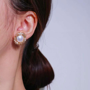wholesale Handmade Nest Wire Wrapped Pearl <b>Stud</b> Earrings, USA Imported 14K Gold Filled, High Luster Natural Freshwater Pearl - Product Image 4