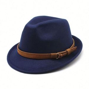 Men Women Vintage Wide With Fedora <b>Hats</b> Short Brim Felt <b>Hat</b> Panama Fedoras Belt Buckle Gift - Product Image 1