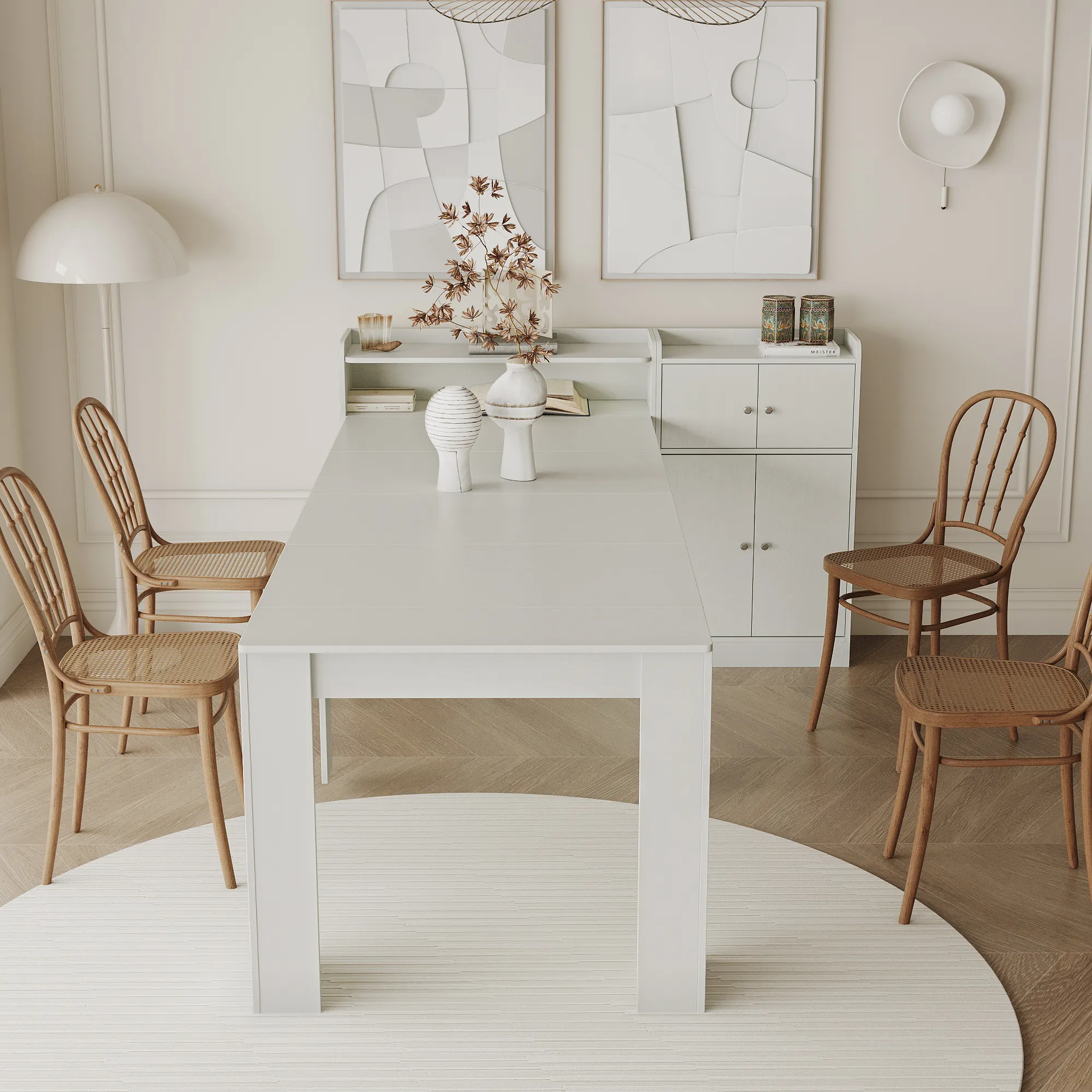 Современный роскошный нордический складной выдвижной обеденный стол, полный деревянный обеденный стол для кухни