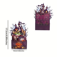Nouveau Design Unique Gothique Fantaisie 3D Fantôme Château Fantôme Fantôme Squelette Citrouille Lanterne Halloween Commémoratif Pop-up Cartes De Voeux