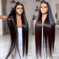 Pelucas de Cabello Humano Virgen Vietnamita al por Mayor, Lisas, Grado 12A, Pelucas de Cabello Humano con Frente de Encaje Completo HD para Mujeres Negras