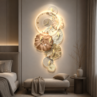 Horloge murale Lotus, décoration botanique verticale moderne avec options d'éclairage pour salon, hôtel, bureau, intérieur