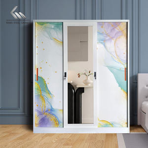 Lemari ตู้เสื้อผ้าโลหะสไตล์ pakaian almirah ที่เก็บของในห้องนอนเฟอร์นิเจอร์เหล็กพิมพ์ลาย - Product Image 2