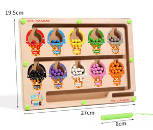Juguete de Educación Temprana de madera para niños, tablero de conteo de clasificación de colores con bolígrafo, laberinto de cambio de cuentas para niños - Product Image 5