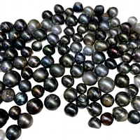 Perles d'eau de mer naturelles de Tahiti 8-11mm noires en gros pour bracelet, collier, DIY
