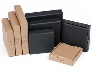 正方形の極薄のふたとベースクラフトキーホルダーアクセサリー包装箱安い黒い宝石箱