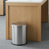 Poubelle de bureau en acier inoxydable avec couvercle basculant pour hall d'hôtel