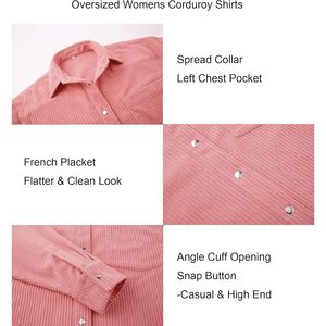 Custom Womens Corduroy Shirt Long Sleeve Button <b>Down</b> Boyfriend Style Everyday Wear - Product Image 5