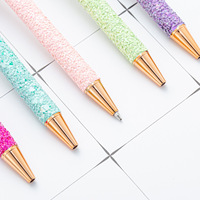 Stylo bille rétractable en métal 1,0 mm, motif floral, avec paillettes brillantes, idéal pour l'écriture et le journaling, cadeau parfait pour femmes et jeunes filles