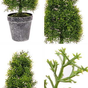 Arbre de Noël artificiel <span class=keywords><strong>en</strong></span> plastique, forme cône, topiaire, <span class=keywords><strong>en</strong></span> couches, vert émeraude, <span class=keywords><strong>pot</strong></span> gris vieilli, écologique, intérieur/extérieur, toute l'année - Product Image 3