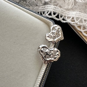 Pendientes de Plata de Ley S925 con Diseño Retro Francés, Forma de Corazón, Textura Vintage, Joyería de Cristal Dulce y Elegante - Product Image 4