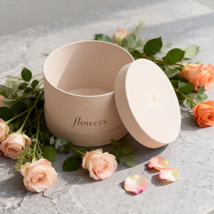 Boîte Cadeau Ronde Rigide <span class=keywords><strong>en</strong></span> <span class=keywords><strong>Carton</strong></span> Rose de Luxe avec Couvercle, Grand <span class=keywords><strong>Diamètre</strong></span>, Emballage Cylindrique à Logo Personnalisé pour Fleurs - Product Image 4
