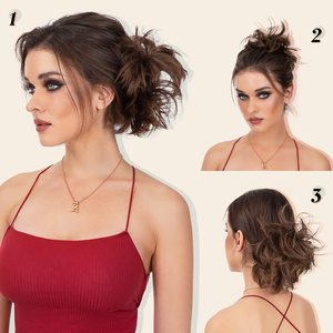 Perruque chignon désordonné pour femme avec peigne latéral, cheveux synthétiques courts bouclés, style classique, avec fil métallique en caoutchouc réglable - Product Image 5