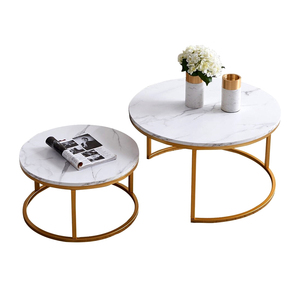 Thiết kế hiện đại bằng đá cẩm thạch Vòng cuối & Bàn cà phê thiết lập vòng Tròn BảNg với vàng khung kim loại cho phòng khách đồ nội thất nhà - Product Image 3
