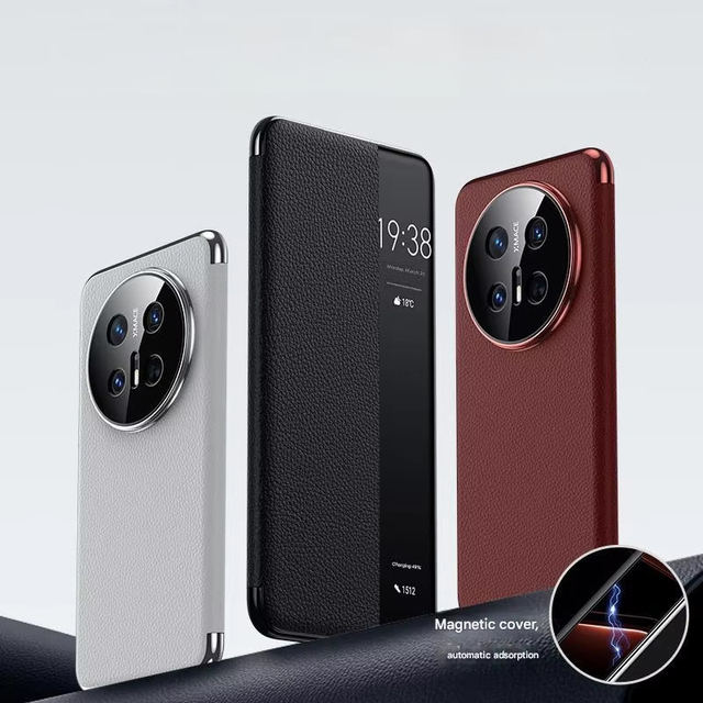 Luxury Magnetic Smart Window View Genuine Leather Flip Case for Huawei Mate 70 Pro+ /70 Pro All-inclusive Protection Phone Cover