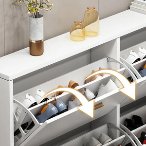 Mobile Porta Scarpe Moderno Multistrato in Legno Bianco Durevole Salvaspazio per Ingresso e Soggiorno - Product Image 4