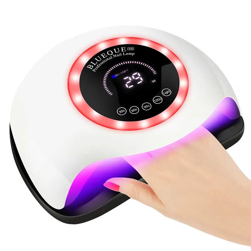 168W Nail Dryer LED UV Lamp Set Fast Curing Gel Polish Manicure Nail Lamp Art Tools with 7-Color Light Ring