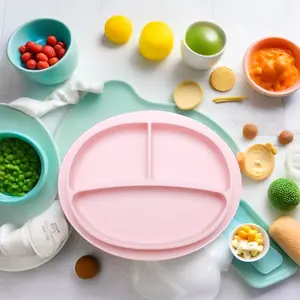 Modern BPA ücretsiz seramik bebek besleme vantuz toptan silikon kase plaka bebek gıda gıda sınıfı için yemek setleri