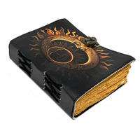Journal en cuir véritable fait à la main Deckle Edge Diary Sun and Moon Grimoire of Shadows Vintage Leather Journal Blank Spell Book