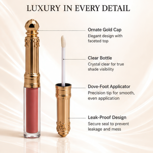 Organic Long Lasting <b>Lip</b> Gloss with Carved Cover Natural Look Luxury Gold Tubes Custom Logo - Product Image 5