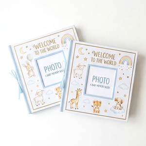 Libro de Recuerdos de Bebé de Lino de Lujo, Tapa Dura, Diario del Primer Año, Libro de Hitos Estético con Acuarelas, Álbum de Fotos de Recuerdo <span class=keywords><strong>para</strong></span> Recién Nacidos, Dorado - Product Image 2