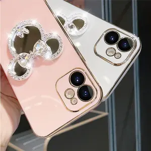 6D galvanoplastie support <span class=keywords><strong>Mickey</strong></span> miroir <span class=keywords><strong>coque</strong></span> de téléphone pour <span class=keywords><strong>Iphone</strong></span> 16 15 13 12 Pro 11 Pro Max 14 Plus <span class=keywords><strong>7</strong></span> 8 breloques pour couverture arrière indésirable - Product Image 3