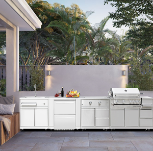 Hyxion cocina al aire libre de acero inoxidable jardín Camping cocina Diseño 7 piezas conjunto de Gas madera combustible barbacoa parrilla - Product Image 3