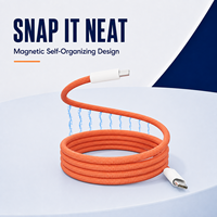 Kabel Pengisian Cepat USB Type C 60W OEM ODM 1m Magnetik, Kabel Kepang Tembaga Berlapis Timah, Dapat Diatur Sendiri, Logo Kustom untuk Ponsel