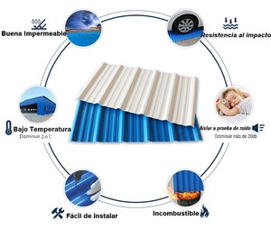 Color corrugado recubierto de PVC teja de <span class=keywords><strong>techo</strong></span> aislado APVC plástico roofing sheet - Product Image 5